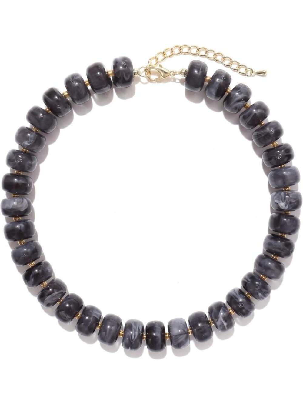 Women Charcoal Grey Chunky Acrylic Beaded Choker Statement Trendy Jewelry Gift